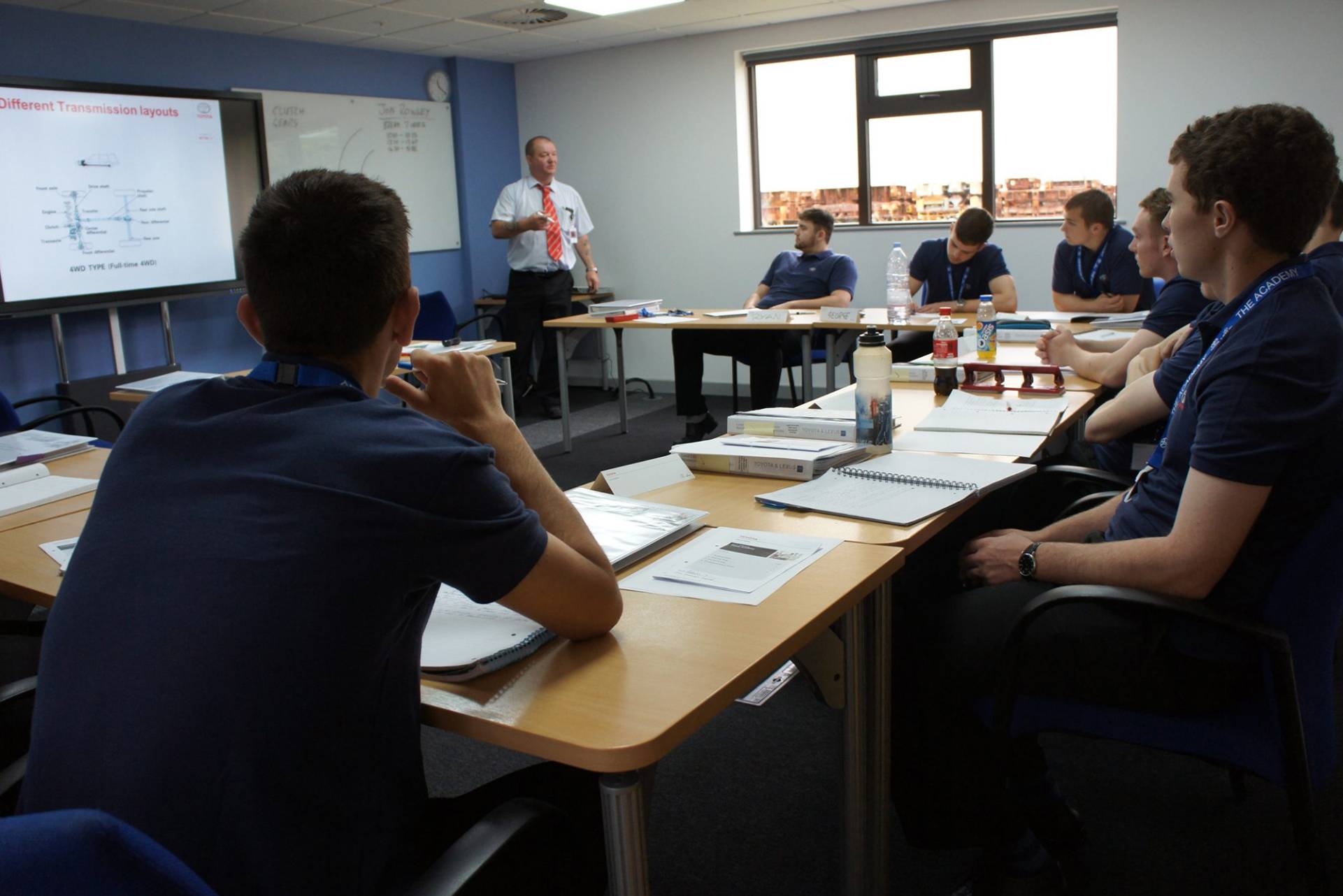 A photograph of a classroom of Toyota Lexus apprentices at Burnaston